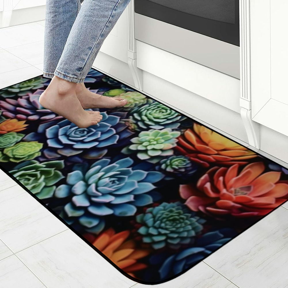 Qinduosi Succulents Door Doormat Door Rug, Non Slip Absorbent Mud Trapper, Inside Floor Mats, Soft, Washable, Carpet for Entryway  19.68*47.24 in