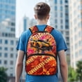 thumbnail image 6 of POLERO Comfortable Backpack for Daypack Shopping, Polyester Soft Large Capacity Backpack, Orange Sports Car Splatter, 6 of 10