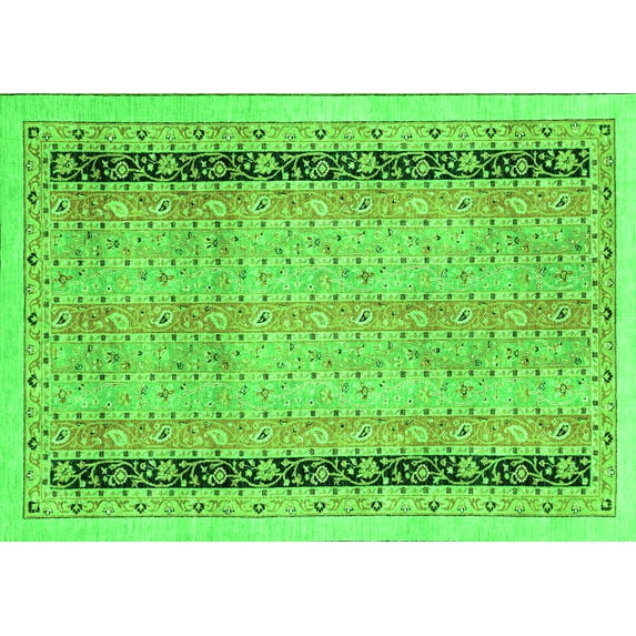 Ahgly Company Indoor Rectangle Oriental Green Modern Area Rugs, 7' x 10'