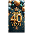 thumbnail image 3 of Golden 40th Birthday Celebration Banner Cheers to 40 Years Party Backdrop Balloon Decorations Milestone Photography Props Anniversary Decors Background, 3 of 4