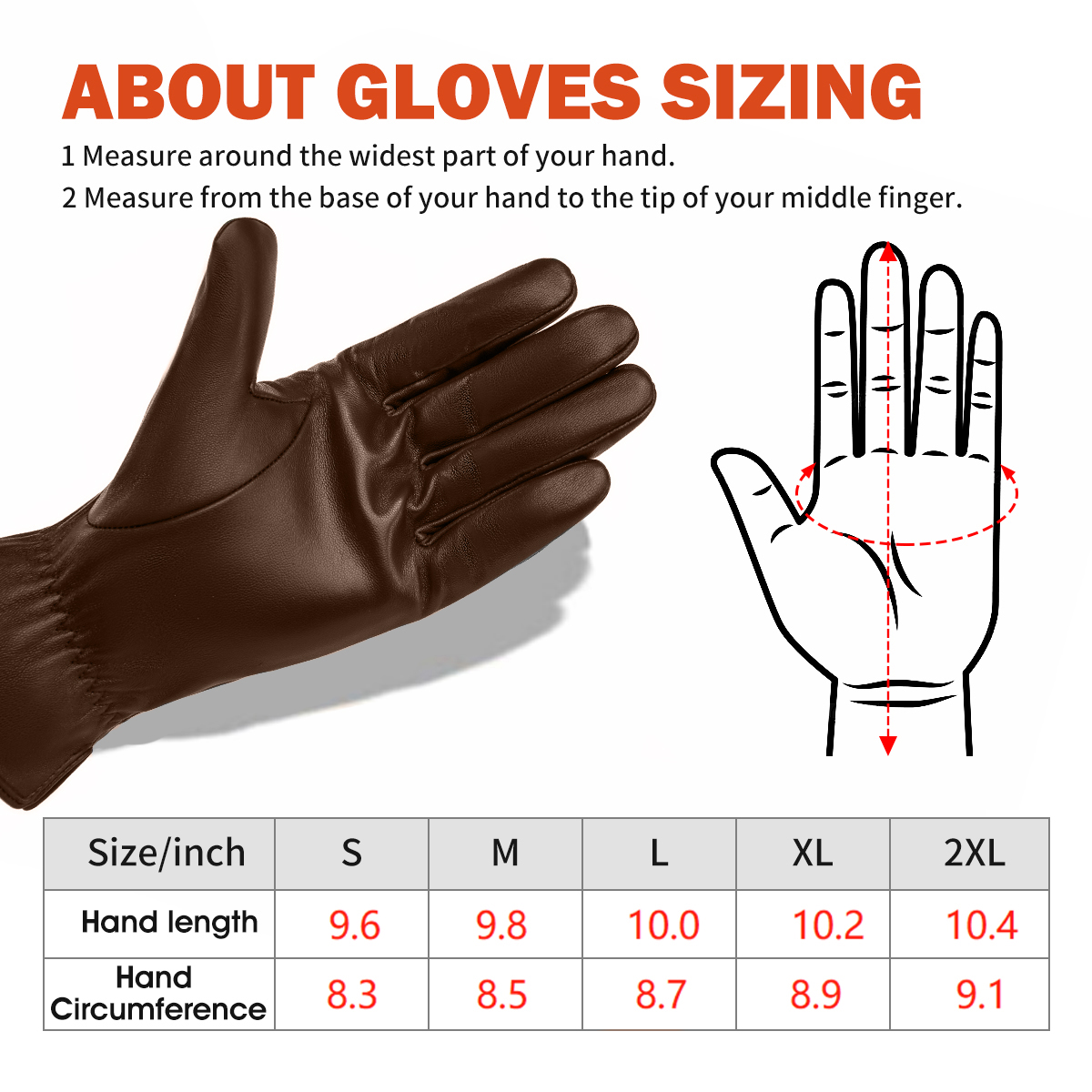 Outdoor Plus Leather Gloves for Men,Sheepskin Driving Gloves Touchscreen, Gift-Brown - image 3 of 6