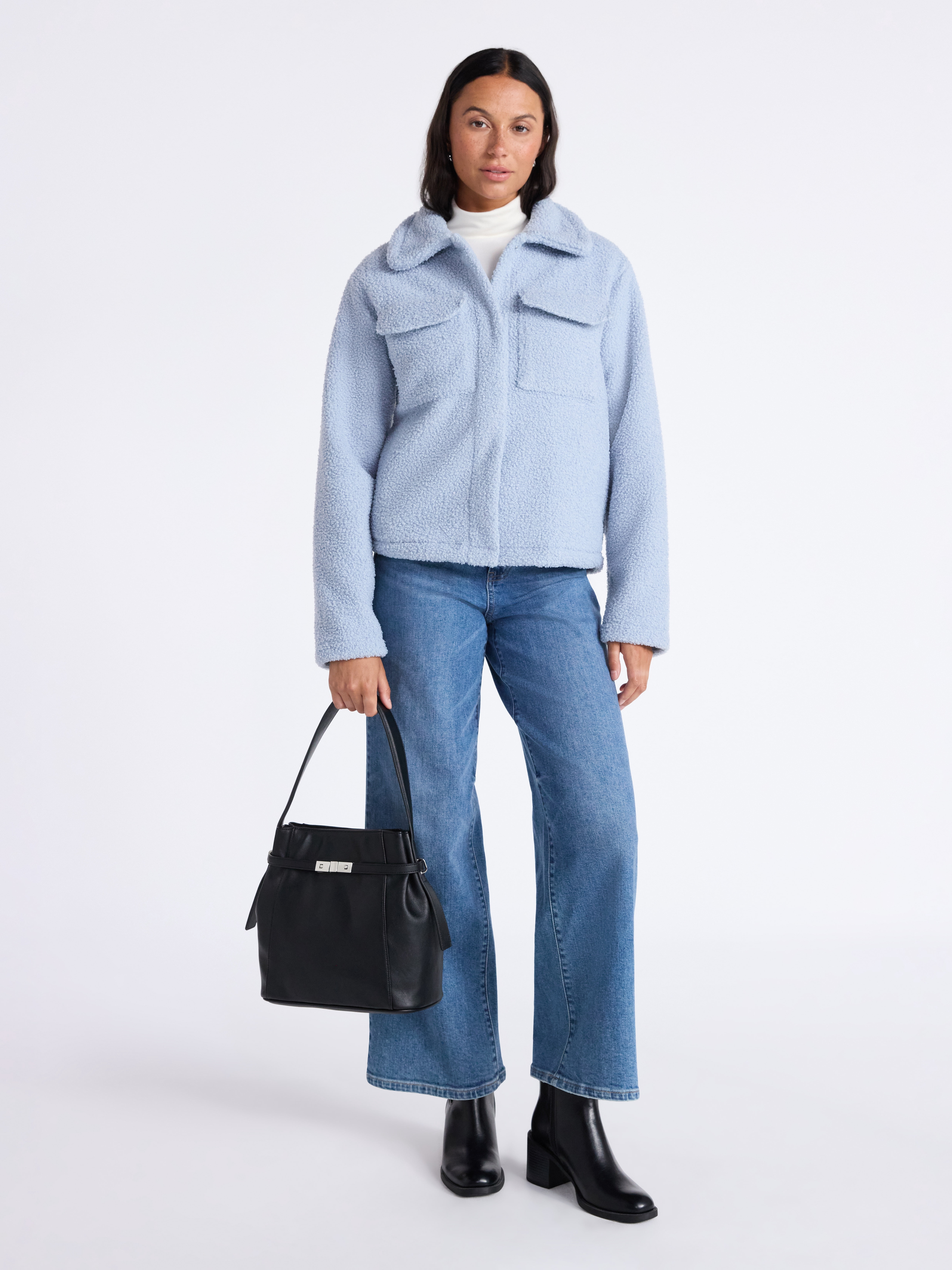 Time and Tru Women's Boucle Trucker Jacket, Midweight, Sizes XS-2X