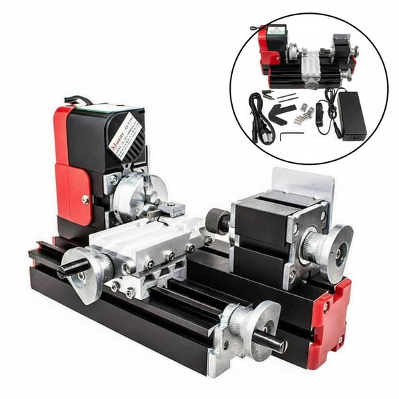 Eurhowing DIY Mini Metal Lathe Machine 12V, 20000 RPM Precision Benchtop Mini Lathe with Full Accessories Kit, Model Maker Lathe for Woodworking, Metal Polishing
