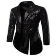 thumbnail image 3 of Men‘s Suit Shiny Sequins Turn-Down Collar Prom Swallow-Tailed Tuxedo, 3 of 5