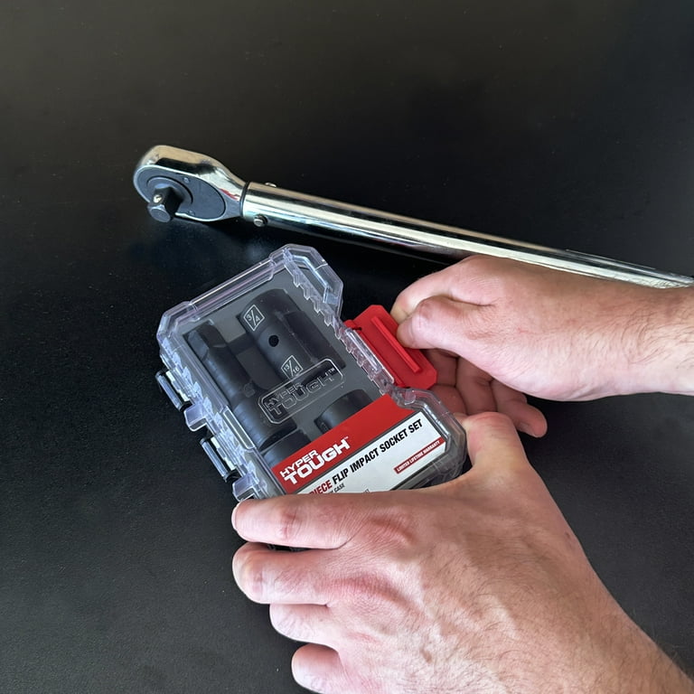 Hyper Tough Impact Socket Set 4-Piece 1/2 inch Cr-Mo Steel with 6