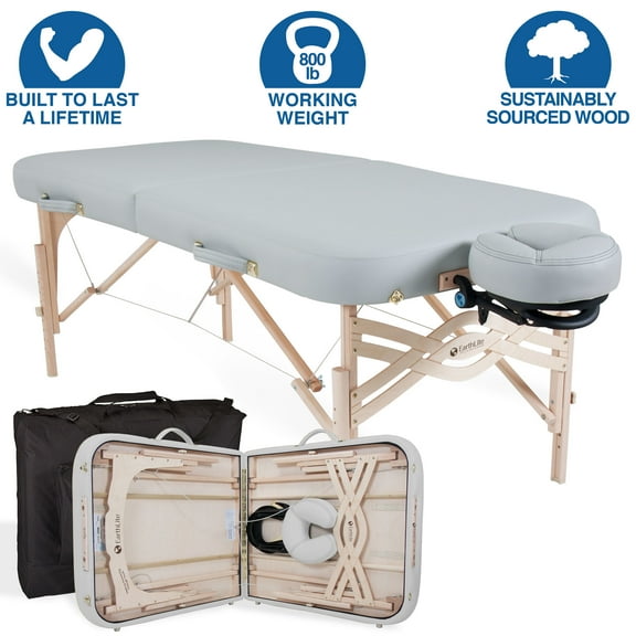 EARTHLITE Spirit Premium Portable Massage Table Package - Spa-Level Comfort, Deluxe Cushioning incl. Flex-Rest Face Cradle & Strata Face Pillow, Carry Case (30/32” x 73”)