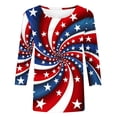 thumbnail image 6 of JTZGDY Plus Size Womens Independence Day Tops Loose Fit Casual Dressy American Flag Printed Summer 3/4 Length Sleeve Oversized Crewneck Graphic Holiday Tees Shirt Wine#01 XXXL, 6 of 7