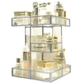 thumbnail image 1 of Organizador de maquillaje Hersoo con rotación de 360 grados, dorado, con espejo, 1 of 4