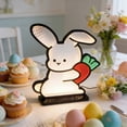 thumbnail image 4 of Lámpara de mesa con espejo de conejito de Pascua. Luz ambiental decorativa y adorno ideal para la decoración de Pascua en dormitorios, salas de estar y escritorios. Lámpara con lente acrílica., 4 of 7