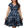 thumbnail image 3 of Iyufng Women's Summer Dresses V-Neck Printed Short Sleeve Mini Dress, 3 of 8