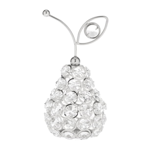 Adornos de frutas de cristal con diamantes de imitación hechos a mano coleccionables para decoración de escritorio Pera de plata B