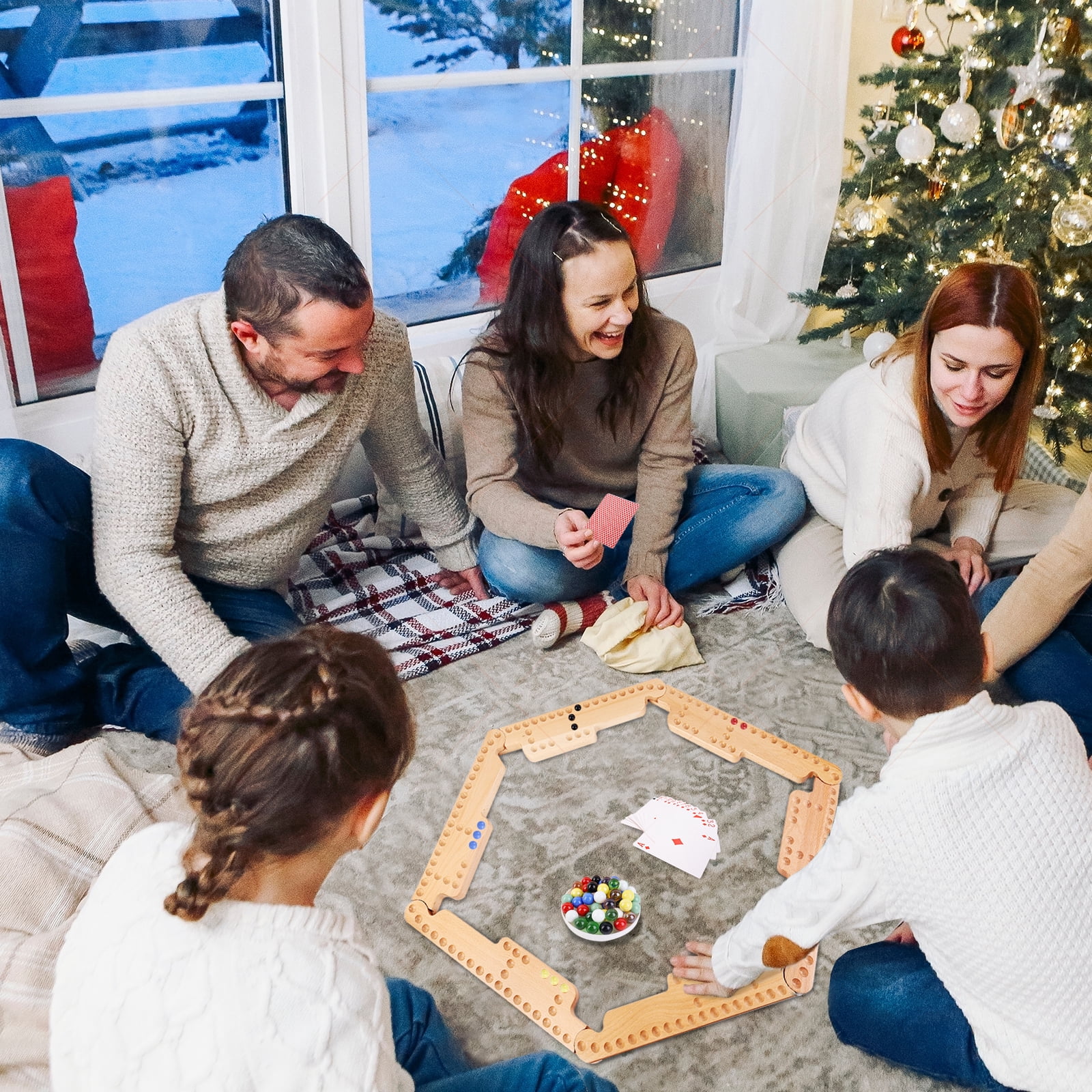 Jokers and Marbles Board Game,Real Beech Wooden Marble Game for 2-8 Player,Best Family Board Game for Game Nights,Holidays and Casual Social Gatherings