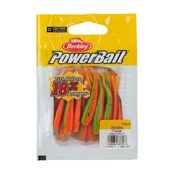 Berkley PowerBait® Minnow, 2 in, Pre-Rigged Baits, Firetiger (18 Count)