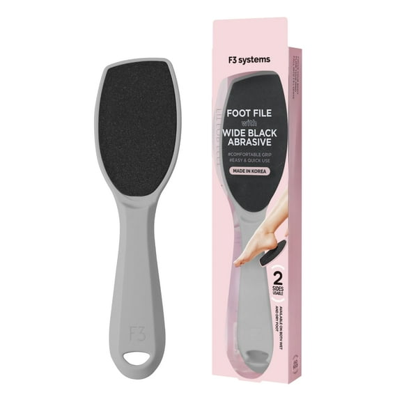 F3 Systems Wide Emery herramienta de pedicura de doble cara colosal lima de pies para hombres y mujeres eficaz para removedor de callos de talón agrietado depurador de pies profesional (gris)