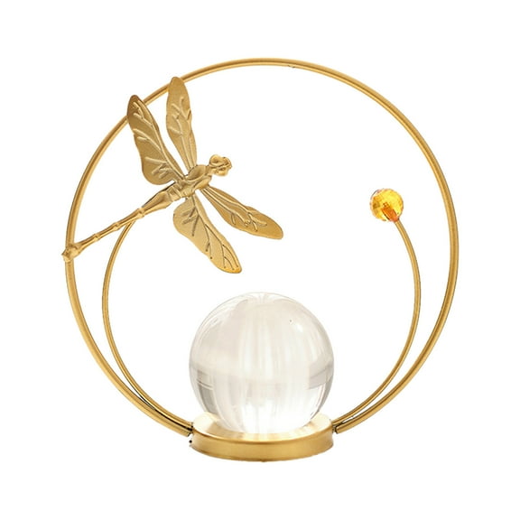 KQJQS Gold Iron Sculptures with Crystal Balls, Modern Metal Works Decorations, Luxury Home Decor Statues, Elegant Office & Living Room Art