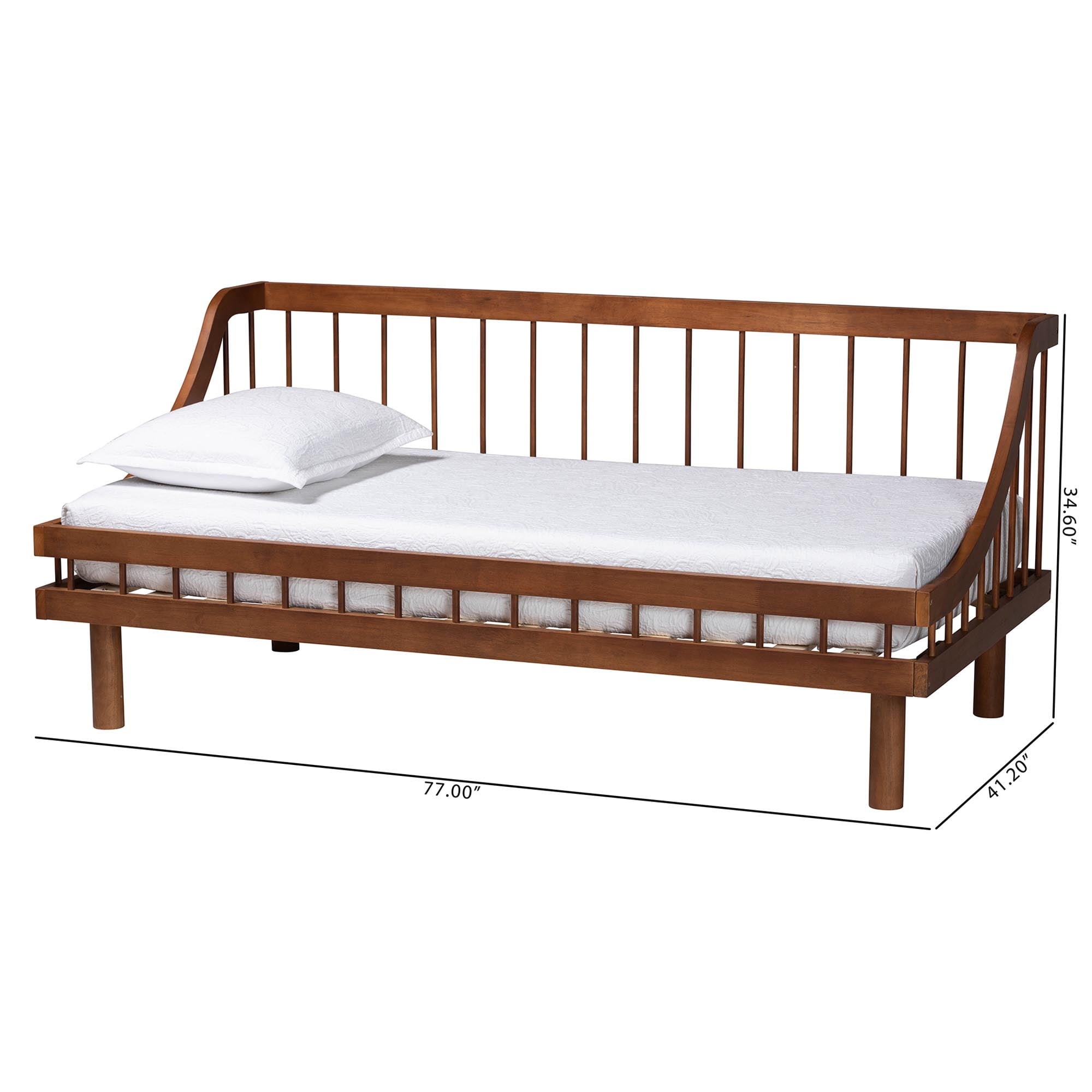 Baxton Studio Helio Mid-Century Daybed, Twin, Walnut Brown