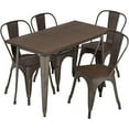thumbnail image 3 of Metal Kitchen Table Set Dining Table Chairs Home Restaurant Wood Top Table 24*48 Inches Bar Coffee Table Set Indoor Outdoor Metal Base Table Patio Dining Table 4 Chairs Patio Furniture, 3 of 7