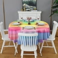 thumbnail image 2 of Colorful Watercolor Stripe Pattern Round Tablecloth 60"x60",Wrinkle Wipeable Table Cloth for Kitchen Dining Room Picnic Patio Party, 2 of 6
