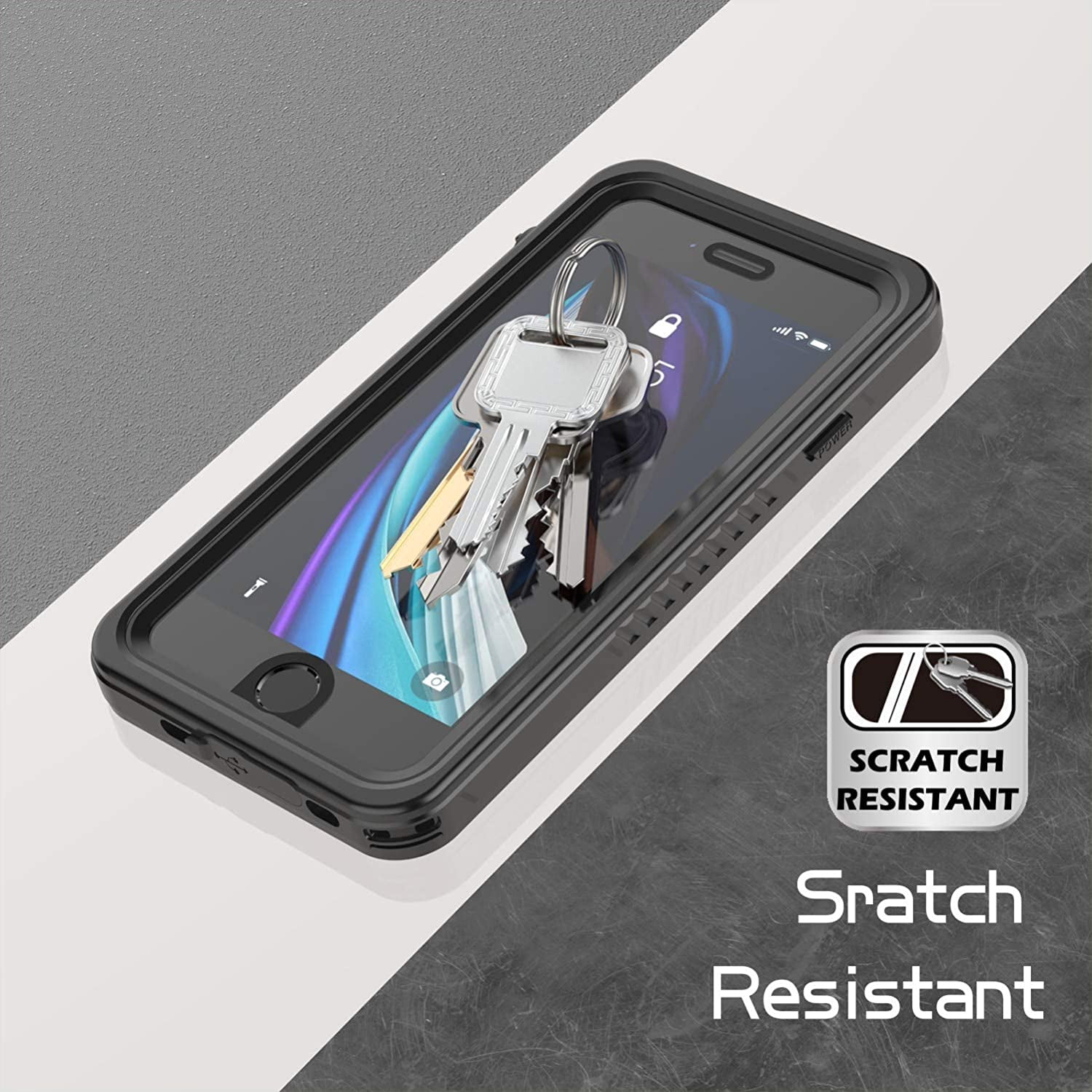 iPhone SE 2022 Case,Dteck Waterproof iPhone SE 2020/iPhone 7/8 4.7" Case,Shockproof Rubber Hybrid Clear Built-in Screen Protector Heavy Duty IP68 Waterproof Case for iPhone 7/8/SE 2020/SE 2022,Black
