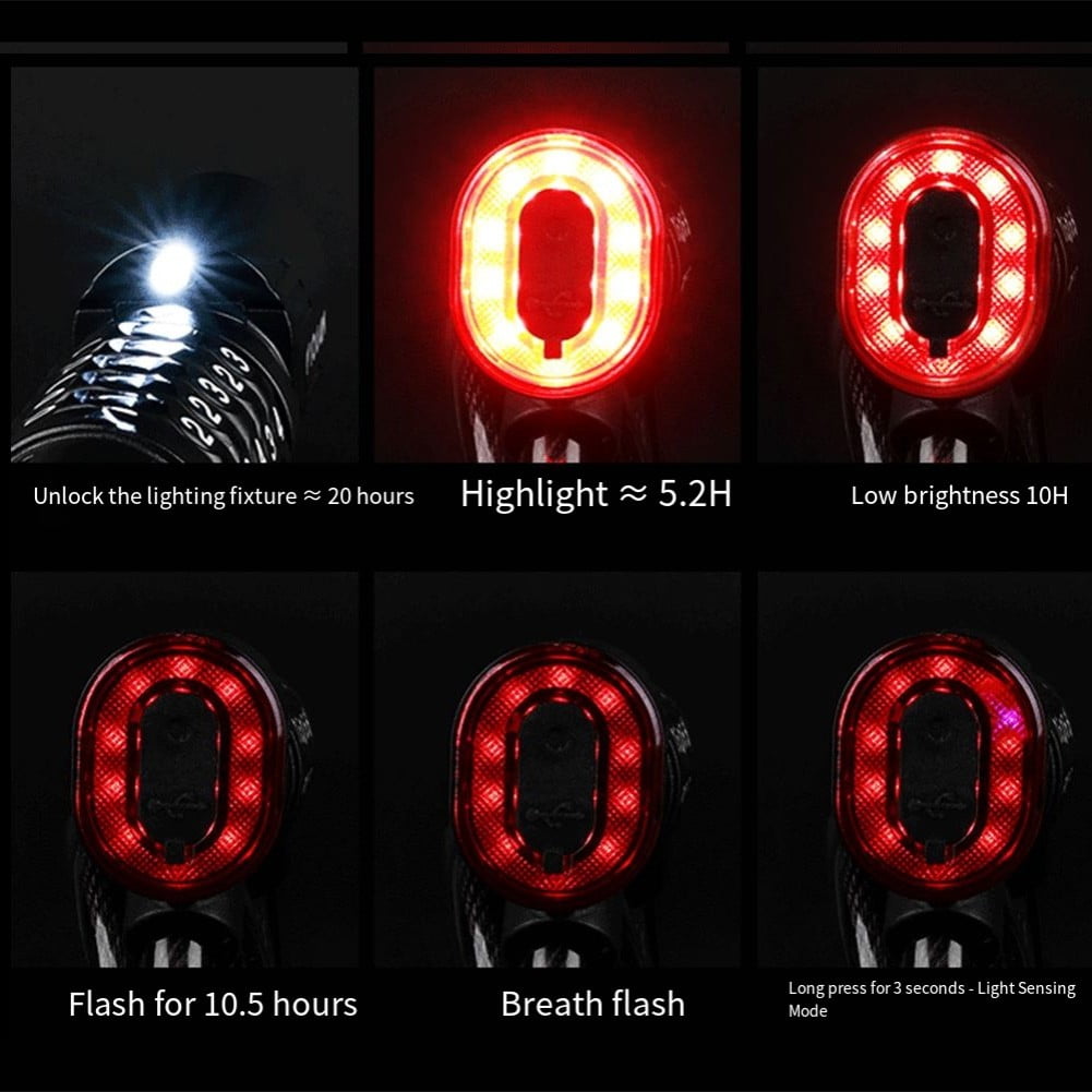 CENL Smart Bike Lock with LED Tail Light - 5-Digit Code, 1.2m Steel Cable
