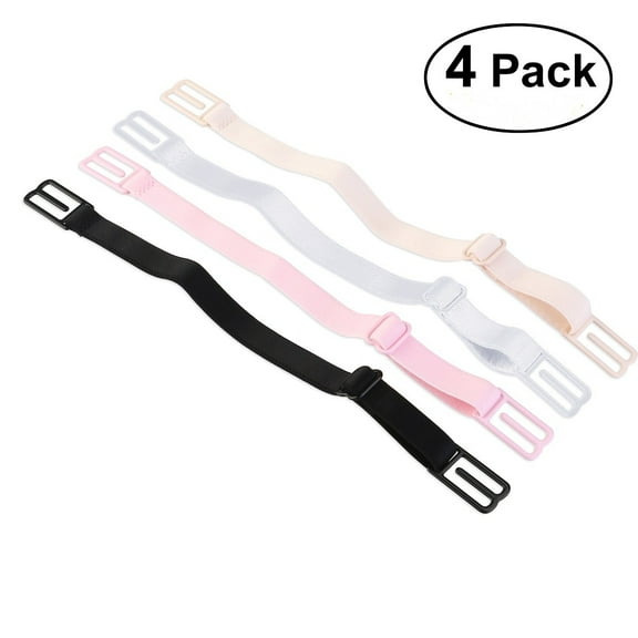 Niceauty 4 Pair Ladies Bras and Shoulder Strap Clips Nylon Elastic for Exercising Black Skin-Color