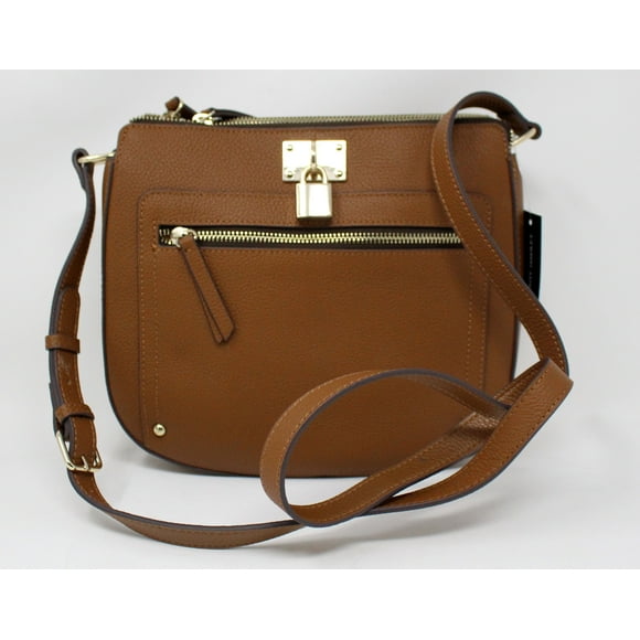 Hilary Radley Leather Maya Crossbody Purse Cognac Brown