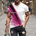 thumbnail image 2 of ZCFZJW Mens Funny Cool T-Shirts Casual 3D Striped Color Contrast Print Novelty Short Sleeve Round Neck Pullover Tops Loose Fit Soft Cotton Basic Workout Tees Shirt Hot Pink M, 2 of 5
