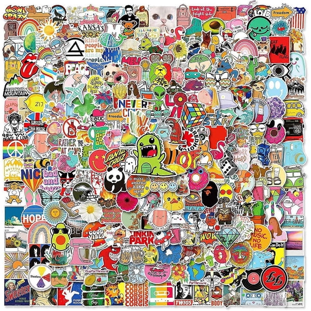 300 PCS Trendy Cool Stickers for Kids, Vinyl Waterproof VSCO Aesthetic Cute Stickers Decals, Gift for Kids Teens (Colorful Stickers Pack-300pcs)