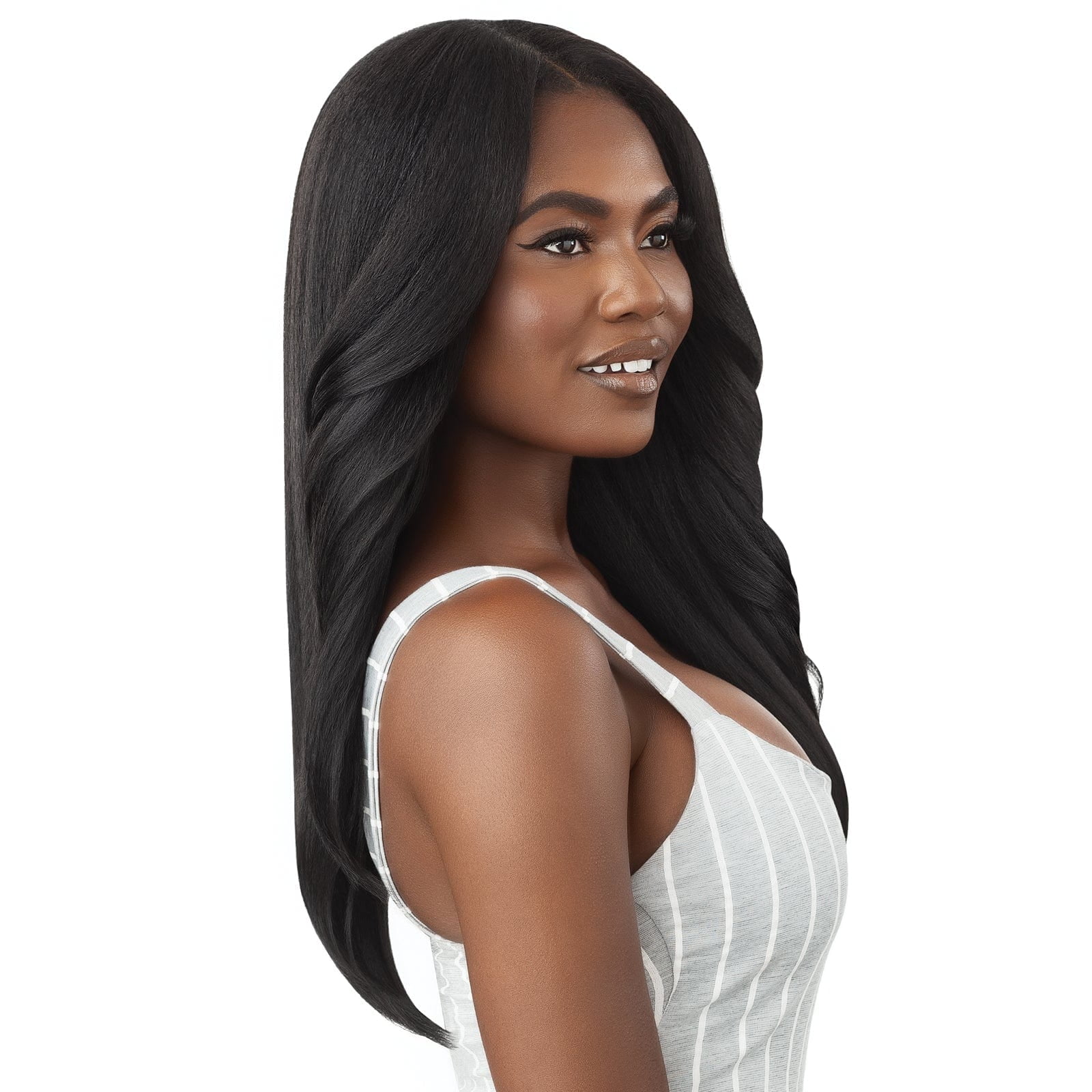 Outre Human Hair Premium Blend Big Beautiful Hair Leave Out Wig Dominican Blowout 22" (NBLK)