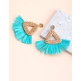thumbnail image 4 of 2 pares de pendientes de ratán, pendientes bohemios trenzados con borlas geométricas ligeras, pendientes trenzados de hierba hechos a mano para mujer, 4 of 5