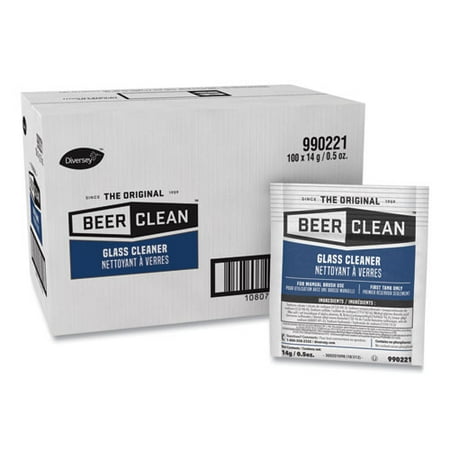 Beer Clean Glass Cleaner, Powder, 0.5 oz. Packet, 100/Carton
