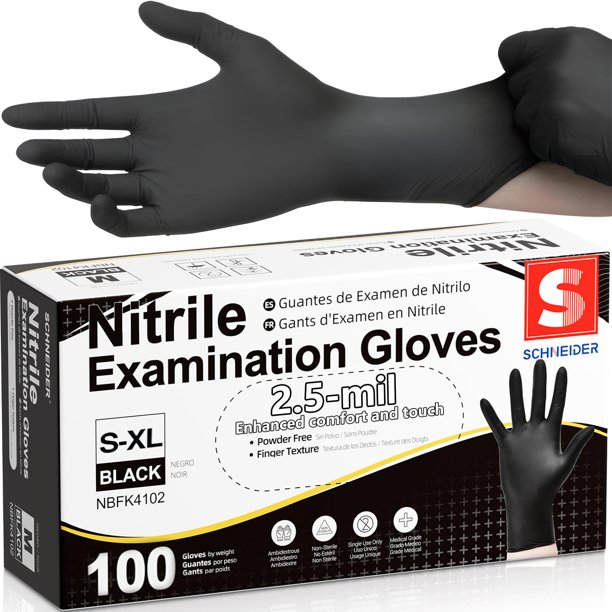 Guantes Protectores Schneider de Nitrilo Negro 100 unidades Talla Pequeña