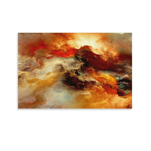 Abstract Wall Art Orange Flow Poster Decorative Painting Canvas Wall Art Living Room Posters Bedroom Painting,Unframe-style,08x12inch(20x30cm)
