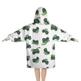 thumbnail image 2 of Cartoon Tractors Green White Pattern Blanket Hoodies for Kids 6-13YR Oversize Wearable Blanket Hoodies for Boys Girls Teens, 2 of 7