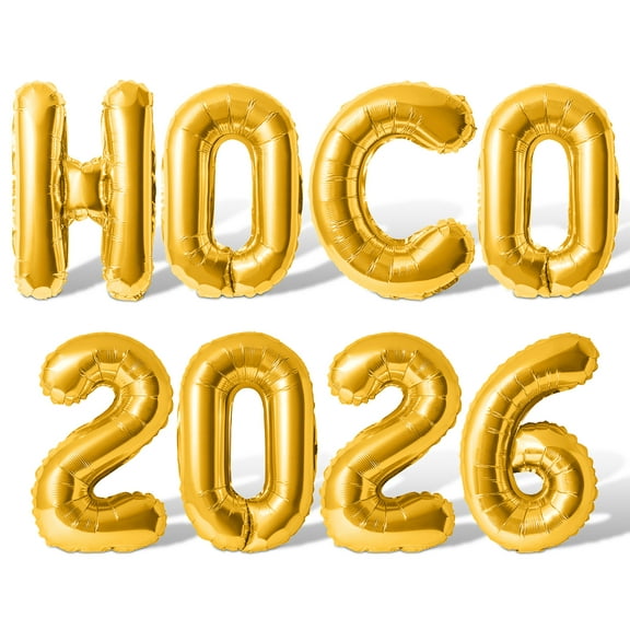 Letter & Number Balloons - HOCO 2026 16" Inch Alphabet Letters Foil Mylar Balloon Homecoming Party Banner (Gold)