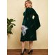 thumbnail image 4 of Talla grande Terciopelo de navidad Copo de nieve Floral Encaje-up vestido de manga de campana Rosegal  vestidos vintage tallas grandes, 4 of 5