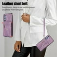 thumbnail image 5 of RFID BLOCKING Wallet Case for Samsung Galaxy A26 5G with Card Holder, Zipper Pocket Kickstand Function Shockproof Purse Phone Cover with Removable Shoulder Strap & Wrist Strap, Purple, 5 of 10