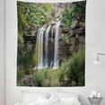 thumbnail image 1 of Nature Tapestry, Photo of Waterfall Forest Jungle Corleone Sicily Rocks Trees Grass Landscape, Fabric Wall Hanging Decor for Bedroom Living Room Dorm, 5 Sizes, Brown Green White, by Ambesonne, 1 of 1