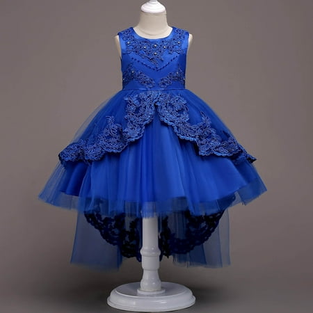 

Tking Fashion Toddler Kids Girls Wedding Flower Dress Lace Princess Party Formal Dress Clothes Navy 140