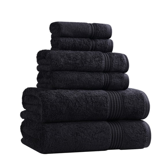 Superior Egyptian Cotton Absorbent 6-Piece Black Towel Set