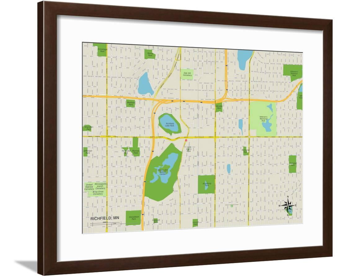 Globes & Maps Home & Living Richfield Map Poster Wall Art Mn City Map