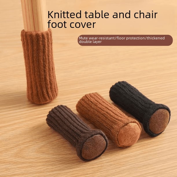 Funda de silla de punto engrosada de doble capa, parte inferior de fieltro engrosado, integrada, silenciosa, resistente al desgaste, para mesa y silla, funda para pie