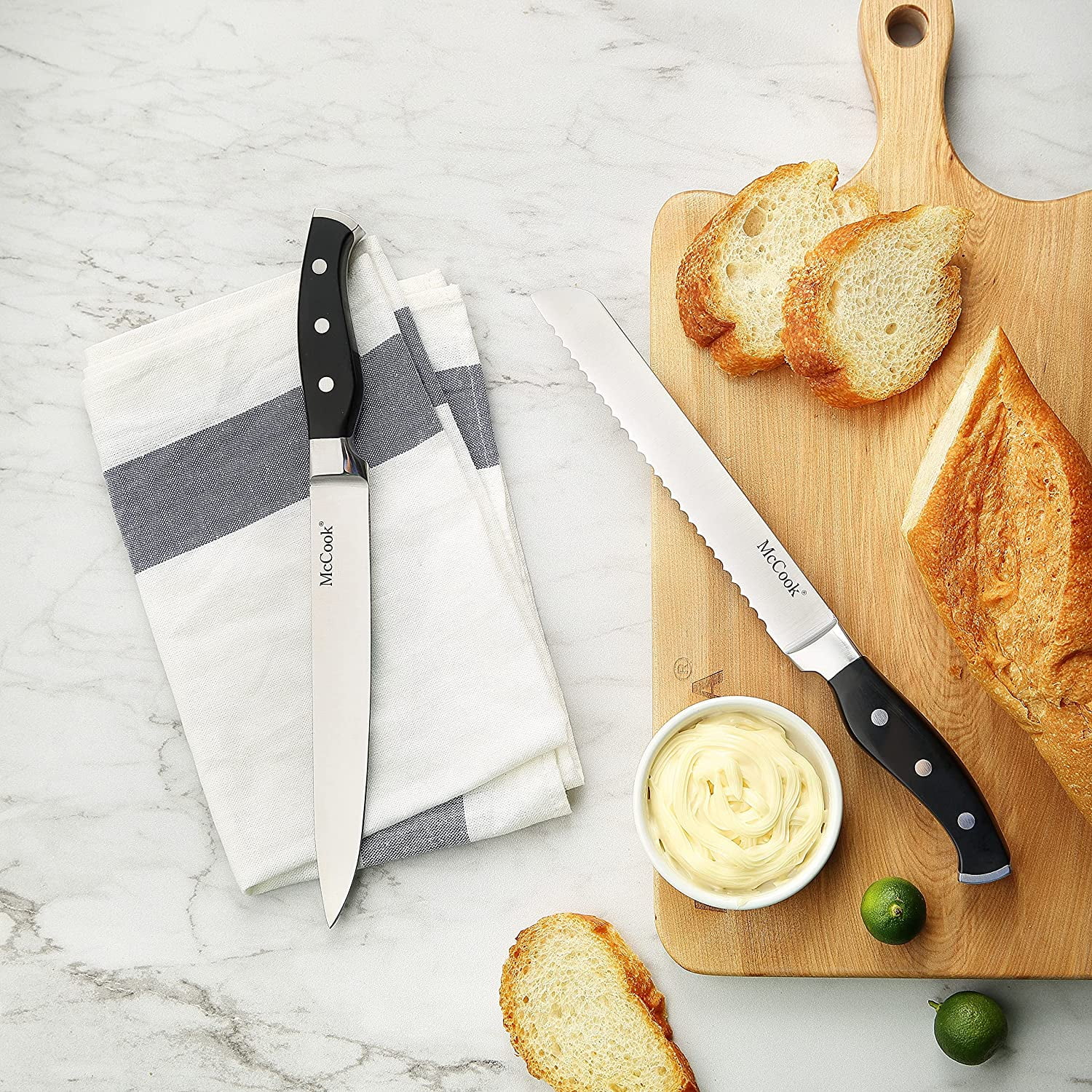 McCook MC20 17pcs Kitchen Knife Set with Block Cutlery Knife Block