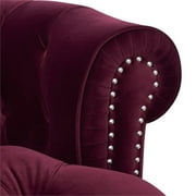 3 Piece La Rosa Chesterfield Tufted Velvet Sofa Set in Burgundy Red
