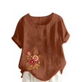 thumbnail image 1 of Camisetas de Manga Corta para las Mujeres Impreso Botón de Manga Corta Camiseta Blusa Poliéster, Ropa Casual Mirar Superior para las Mujeres, 1 of 4