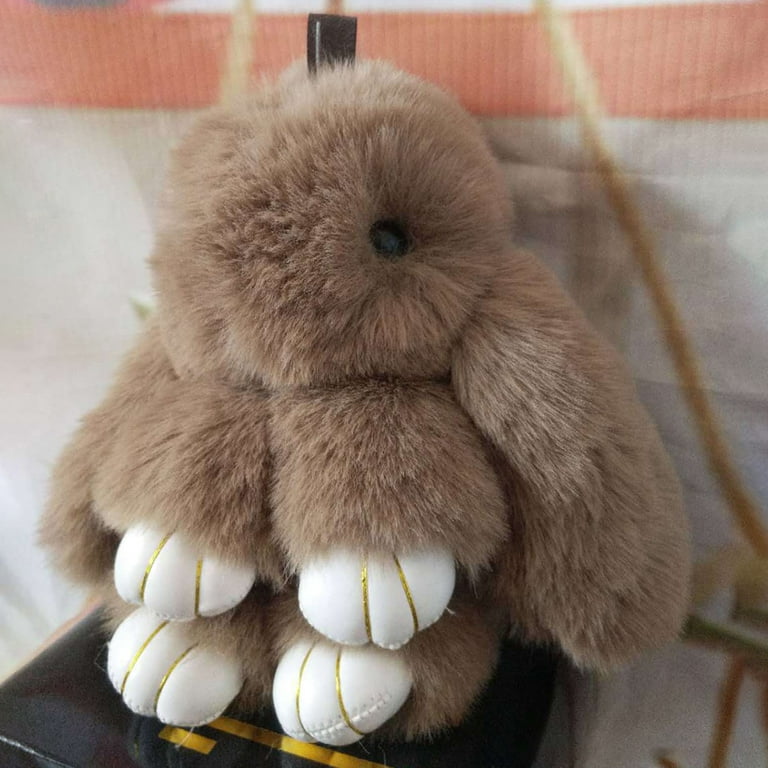 Bunny Keychain Faux Plush, Faux Fur Bunny Keychain