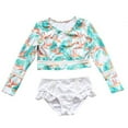 thumbnail image 1 of Luvoko Child Girls Long Sleeve Rash Guard Two Piece Swimsuits, Toddler Long Sleeve Bathing Suit Bathing Suits with Shorts Purple Rash Guard Suit No Padding Drawstring Swimsuit Set(White,7-8 Years), 1 of 4