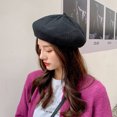 thumbnail image 4 of Béret pour Femmes en Laine Française, Bonnet Classique Couleur Unie Automne Hiver, 4 of 7