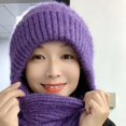 thumbnail image 1 of Gorro de punto cálido de moda para otoño e invierno, bufanda, gorro de lana integrado, gorro con protección para las orejas, 1 of 6