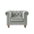 thumbnail image 5 of Rustic Manor Audriana Grey Velvet Chesterfield Club Chair 42L x 33.5W x 30.3H, 5 of 11